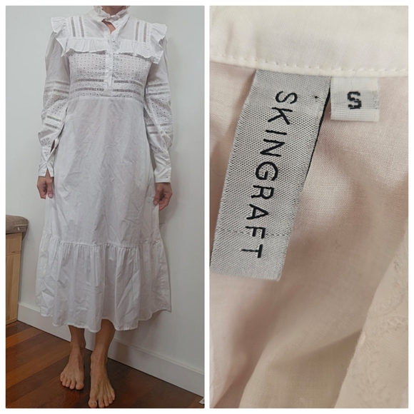 Nwot Skingraft Jonny cota celeb designer Milkmaid Nightie Dress W pockets s - Picture 6 of 6